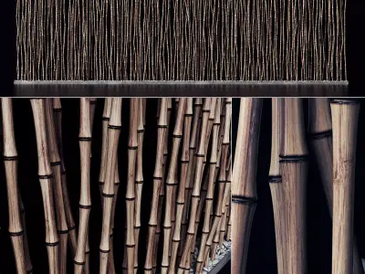 Screen long bamboo thin pebble decor n1 3D model