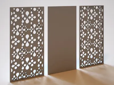 Partition three wooden panels 3D model