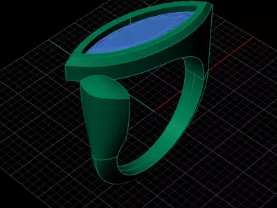 Minimal Elegant Marquise Diamond Ring  Yellow Gold  3D print model