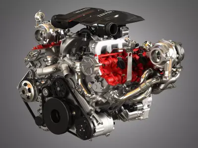 488 Pista Engine - V8 Twin Turbo Engine  3D model
