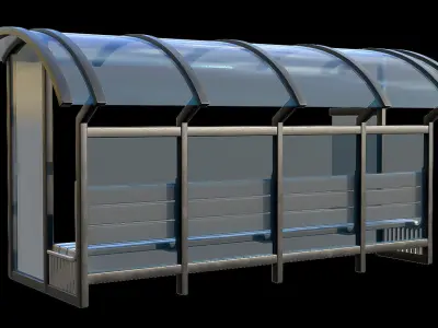 Game Ready Bus Stop 19 Low-poly 3D model