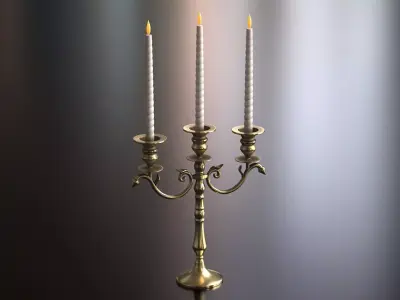 Candle Holder with Candles Low-poly 3D model