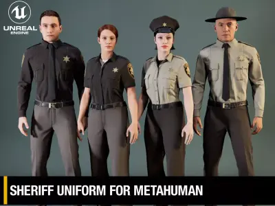 Sheriff Uniform For MetaHuman - Game Ready Clothing - Rigged Low-poly 3D model