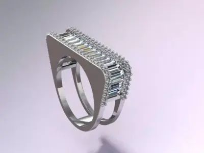 Luxury baguette ring  3D print model
