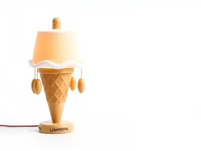 Ice Cream Cone Lamp Toy Style with Dripping Syrup Pendants Low-poly 3D model