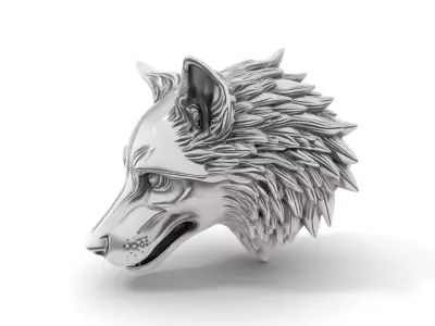 Silver Wolf Sculpture model pack Low-poly 3D model