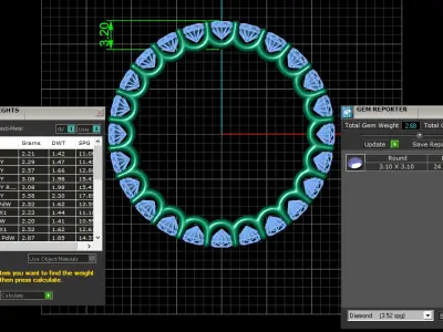 U Shaped Eternity Ring 3 point 1 mm stone size swiss 19 and EU59 3D print model