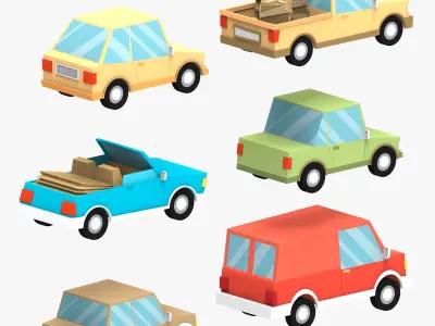 Cartoon cars Low-poly 3D model
