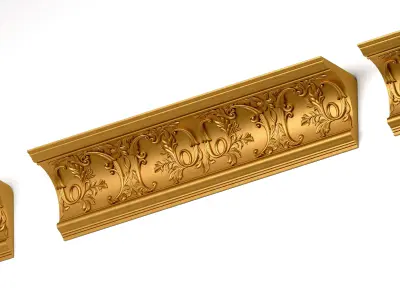 cornice 3D model gold ornate corner molding 3D model