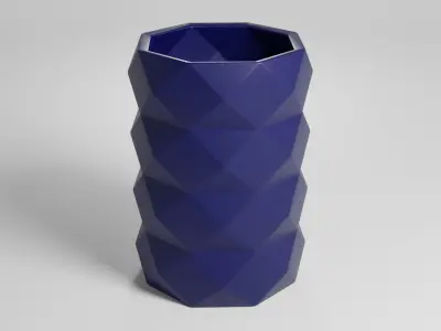 Pen Pencil Holder geometric dark blue 3D print model
