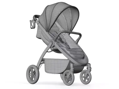 Baby Stroller Low-poly 3D model
