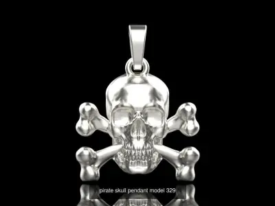 pirate skull pendant and earring 3D Model Pack