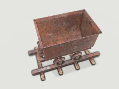 Mine Wagon 7 Low-poly 3D model
