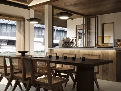 Elegant New Chinese Style Coffee Shop Complete 3DModel and CAD 3D model