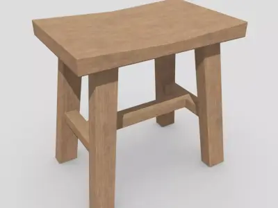 Stool 7 wooden Low-poly 3D model