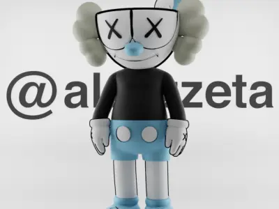 Kaws MugMan Textured Low-poly 3D model