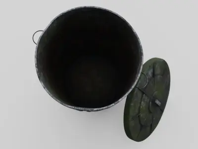 Dustbin 3 Textured Old 3D model