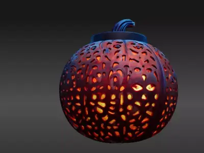 Pumpkin Candle Lantern 3D Model Decorative Pumpkin Light Low-poly 3D model