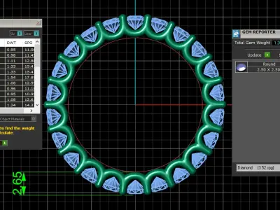 U Shaped Eternity Ring 2 point 5 mm stone size swiss 8 and EU48 3D print model