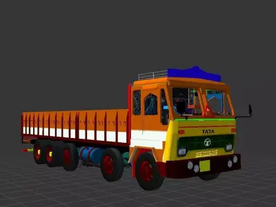 Tata 14 tire truck Low-poly 3D model