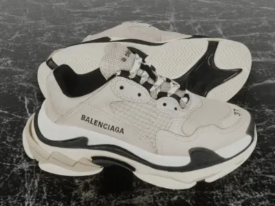 BALENCIAGA TRIPLE S 37 - BEIGE 3D SHOES Low-poly 3D model