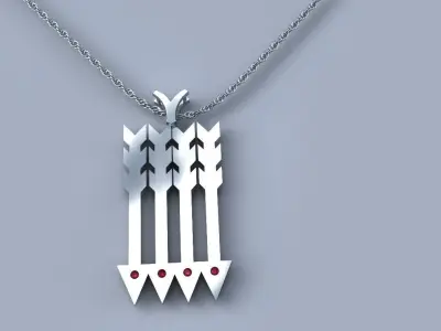 Ladies Flush Set Round Arrow Pendant Gold Silver Jewelry 3D print model