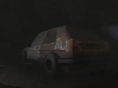 Rusted VW MK1 concept car for games and scenes Low-poly 3D model