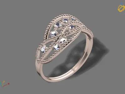 Womens Diamond Signet Ring Women Rings 3dmodels 3D print model 3D print model 20