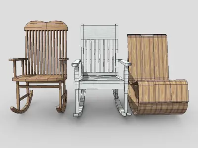 Rocking Chair Pack Low-poly 3D model