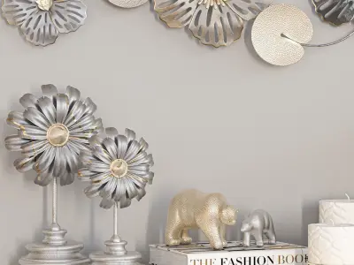 decorative set metal flower wall art Low-poly 3D model