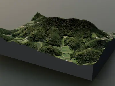 Small mountain in Slovenia Haloze Free low-poly 3D model