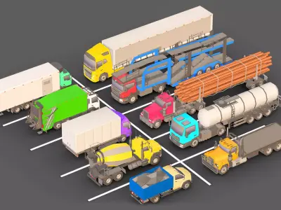 Low-poly Truck Pack 3D Low-poly 3D model