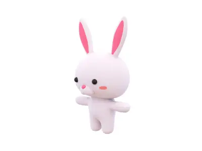 Character010 Chubby Rabbit  Low-poly 3D model