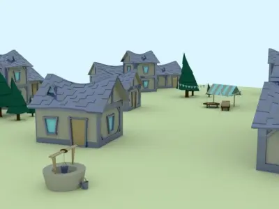 VillageHouses village with houses and trees 3D model
