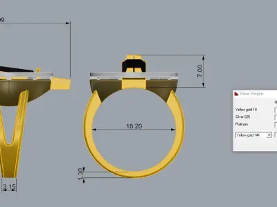 Elegant ring Gold 3D print model purchase