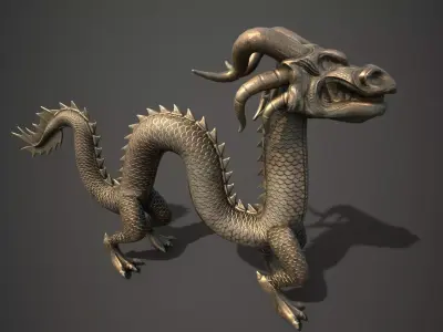 Chinese Dragon Statue PBR low poly Low-poly 3D model