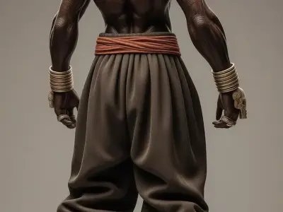 Muscular Warrior with Skull Fantasy Tribal Fighter 3D Low-poly 3D model