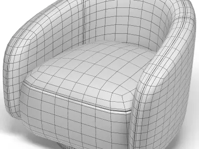 Swivel armchair by Brice Boucle cream 3D model