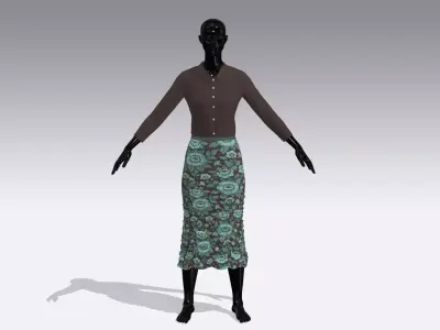 Woman Cloth Dress Low-poly 3D model 5