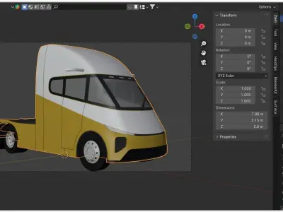 Future semitruck and Tesla Robovan 3D Model Pack