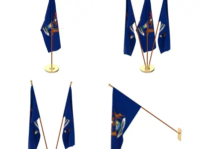 Michigan Flag Pack 3D model