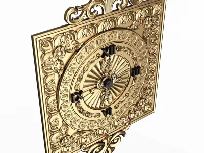 Classic Wall Clock 04 Gold Low-poly 3D model