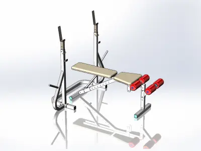 Incline-decline bench with barbell stand 3D model