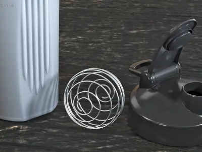 Protein Shaker Bottle Disassembled 3D model