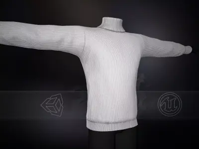 White Winter Turtleneck Low-poly 3D model