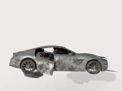 Damaged abandoned wrecked rusted Aston Martin car model 3D model