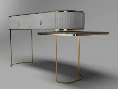 Champagne Nordic Makeup  Dressing Table Set 3D model