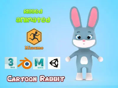 Character012 Animated Rabbit 3D Low-poly 3D model