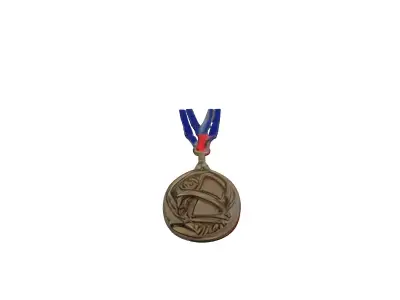 Athletic Gold Medal with Ribbon Low-poly 3D model