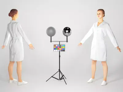 Attractive nurse  in A-pose ready for rigging 117 Low-poly 3D model